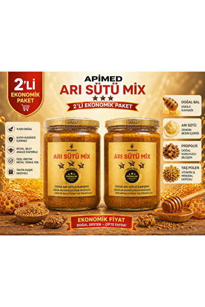 APİMED Royal Jelly Mix 2-Pack Set 2*700 Gr - Royal Jelly, Wet Pollen, Propoli...