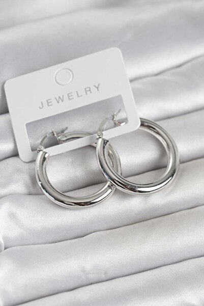 Clariss Silver Color Brass Hoop 30 mm Women's Earrings
