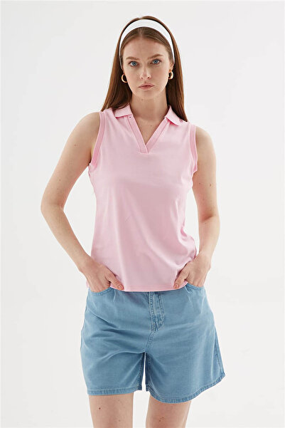 Fashion Friends Polo majica bez rukava sa V-izrezom, roza, ženska, 26Y0516K1