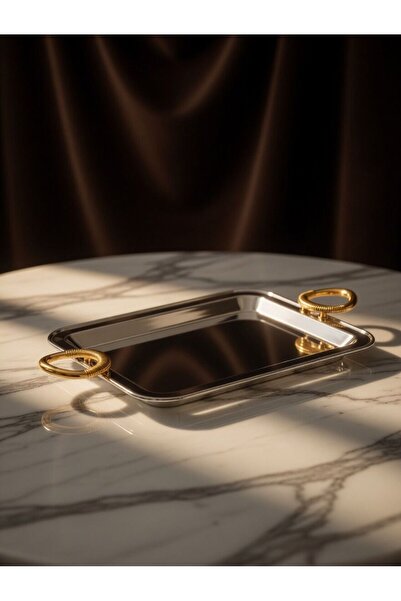 GOLDEN HOME تبسي استيل مفرد بلون فضي على ذهبي