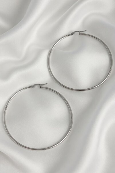 Jadem Gold 316 Stainless Steel Silver Color 53 mm Ring Model Women's Earrings