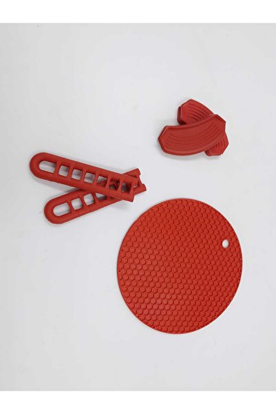 GRANİTLE İLERİ DÖNÜŞÜM Red Silicone Trivet & Teapot Holder & Pot Holder Set o...