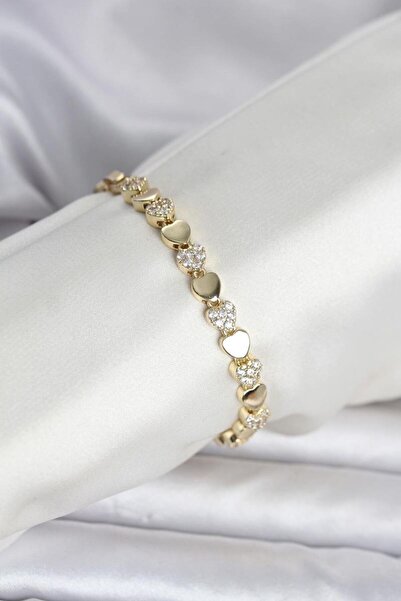 Skygo Brass Gold Color Heart Model Women's Bracelet - Tj-Bb8394