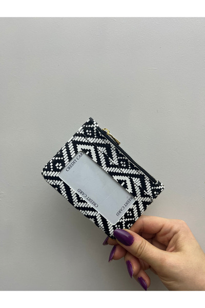 shiny ever Γυναικεία θήκη καρτών από δερμάτινο υλικό σε μαύρο και λευκό χρώμα...