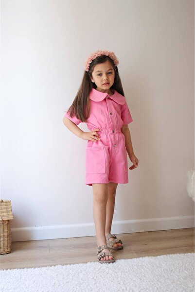 SİELA ÇOCUK Pembe Çıtçıtlı Kız Çocuk Tulum