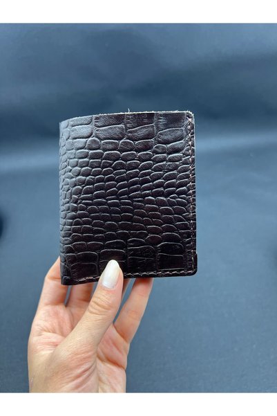 OAKCO LEATHER Croco Desenli Hakiki Deri Cüzdan