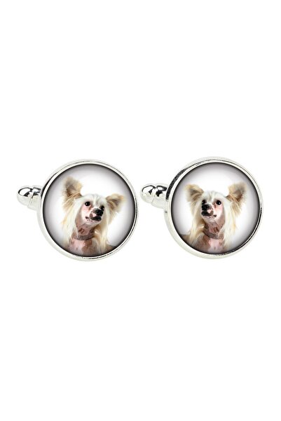 Art - Dog Chinese Crested Dog, Puff - cufflinks, a shirt accessory, a shirt p...