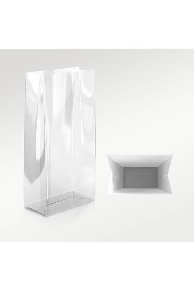 omeyva Kare Tabanlı Şeffaf Torba Poşet - 7,5 x 5 x 21 Cm. - 25 Adet