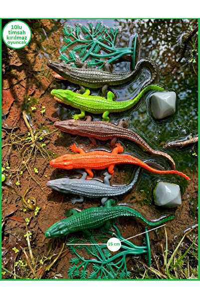 OYUNCAKSAHİLİ Timsah Sürüngen Set 15cm Orman Bataklık Hayvanları Crocodile 10...