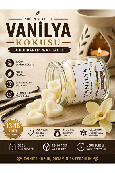 KOLAYEV Mystica Vanilya Kokulu Soya Wax Buhurdanlık Kokusu Kalp Model 13-16 A...