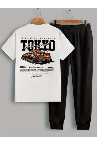 PAVRO Unisex Oversize Σετ Σορτς με Μπλούζα και Σορτς, Άνετο Σετ με Μικτά Τυπω...