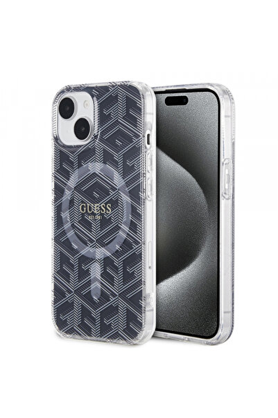 Stef's Cat Θήκη MagSafe για Apple iPhone 15 Plus, Guess, IML Gcube, Μαύρο