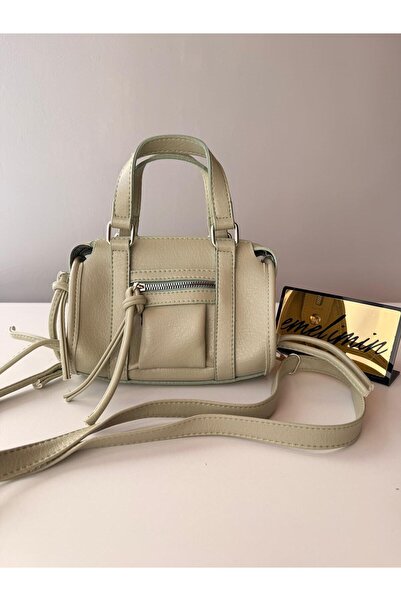 emelimin Women's Aqua Green Leather Look Zippered Strap Hand and Shoulder Bag
