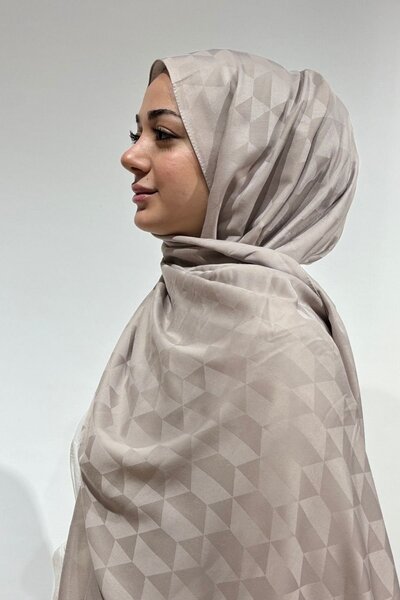 Firuze scarf Cotton & Bamboo Stone Color Jacquard Shawl