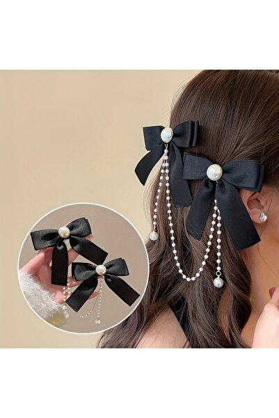 Efna Store Bow Trend Model Pearl Dangle Bridge Detailed 7 cm Pencil Buckle