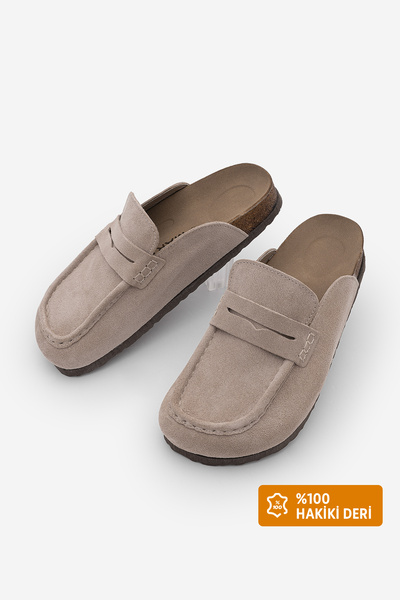 Marjin Γυναικείες παντόφλες από γνήσιο δέρμα Eva με κλειστή μπροστινή σόλα Sa...