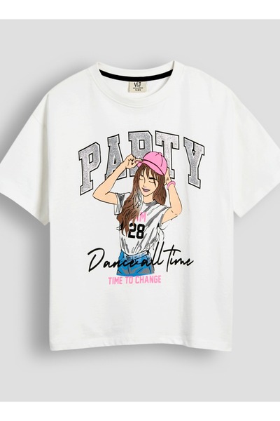 Victor and Jane Girls Oversized T-shirt - Offwhite