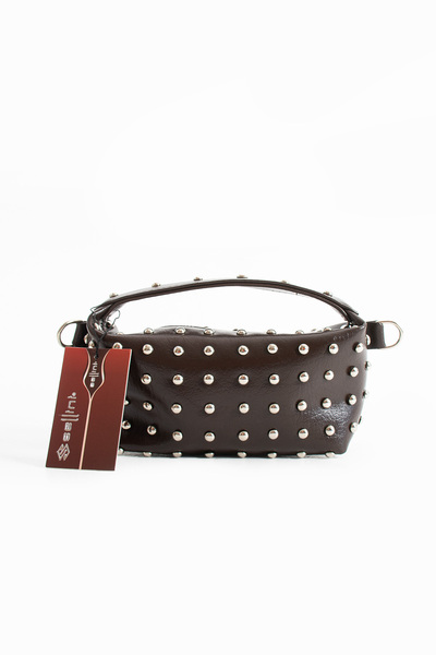 Sellini Sia Staple Detailed Faux Leather Women's Crossbody Bag Brown