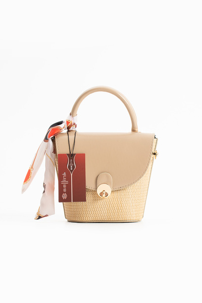 Sellini Vento Wicker Bucket Women's Hand and Shoulder Bag Beige