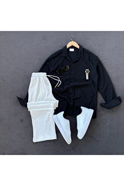 MODA Corduroy Regular Fit Men's Long Sleeve Shirt and Trousers Set