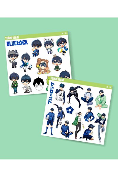 MiniThingsArt Yoichi Isagi -anime BlueLock-parlak kağıt -2li sticker set-tele...