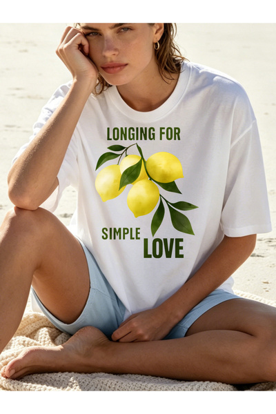Fleck تي شيرتات نسائية بطبعة الليمون بتصميم Simple Love، نمط صيفي كاجوال