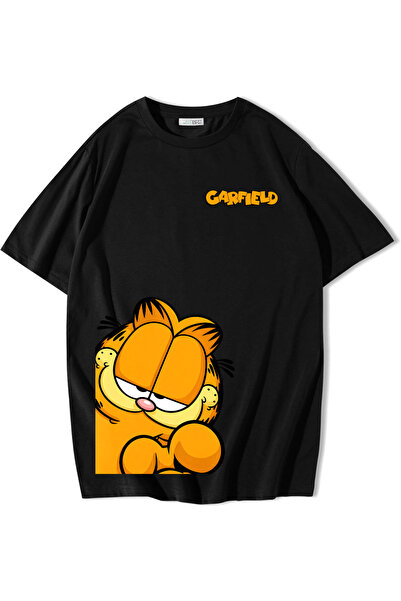 BRZ COLLECTION Unisex Oversize Garfield T-shirt Siyah