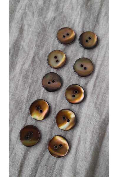 ILERI EUROPE Natural Rok Genuine Pearl Mussel Shell Button 12 mm 10 Pcs