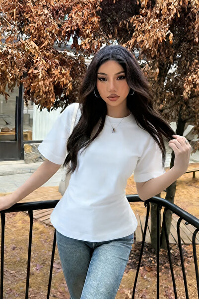 BLUE STREET Kadın Fit Görünümlü Bağcıklı Tasarım Tişört