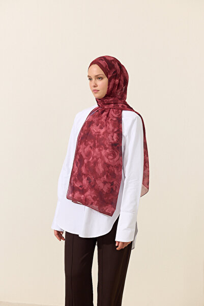 cs camellia scarf Ζένια Μαλακό Βαμβακερό Σάλι - Κεράσι
