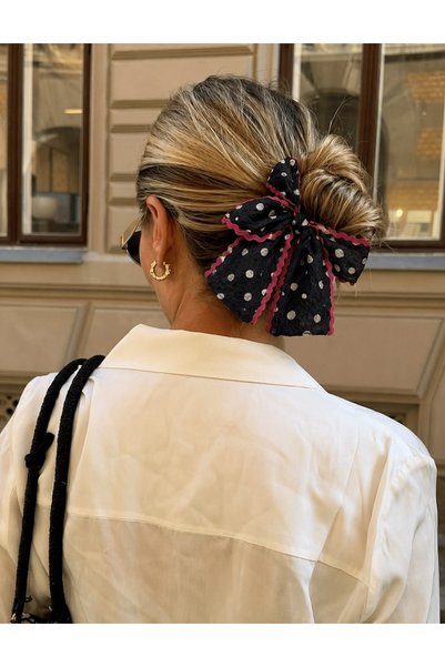 Louen lucie Elastic Bow Detailed Polka Dot Buckle