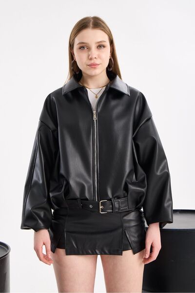 IJAN GiYiM KADIN TOKALI DERİ OVERSIZE RELAX FİT KESİM