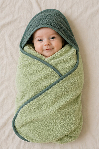 Motif Mağaza %100 Pamuk Bebek Banyo Havlusu 100x100 Cm - Başlıklı Kundak Havl...