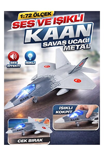 TRUST STORE KAAN 5. Nesil Savaş Uçağı Oyuncak 23 cm Metal Işıklı Sesli Çek Bı...