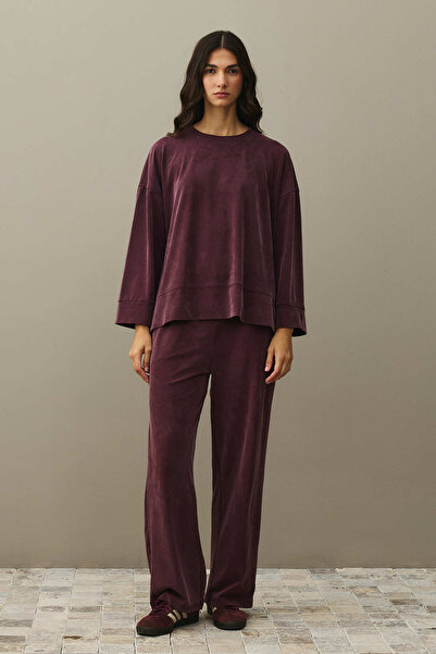 Fahhar Tencel Modal Palazzo Takım Bordo