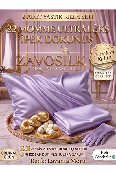 ZAVO Zavosilk 22 Momme %100 Saf Dut İpeği 2'li Yastık Kılıfı Seti - Ultra Lük...