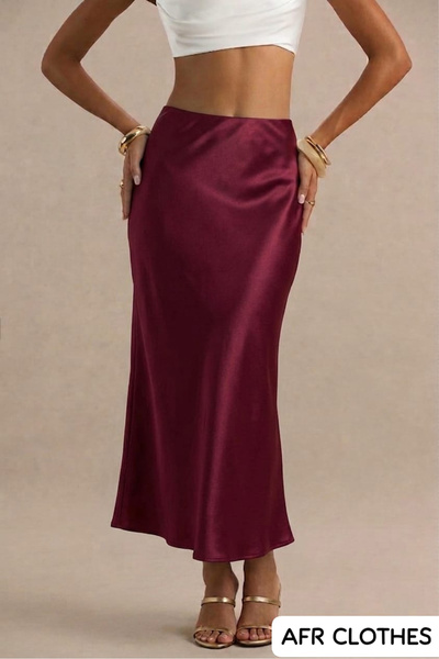 AFR CLOTHES ΓΥΝΑΙΚΕΙΑ ΣΑΤΕΝ ΥΦΑΣΜΑΤΙΝΗ ΦΟΥΣΤΑ ΜΑΞΙ ΜΕ ΕΣΩΤΕΡΙΚΗ ΦΟΔΡΑ - ΚΟΜΨΗ...