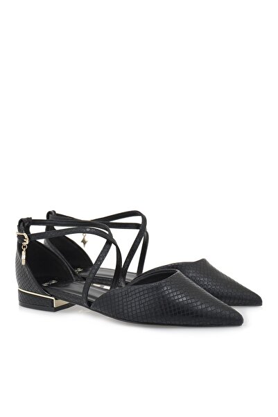 Exe Shoes Γυναικείες Γόβες -Μπαλαρίνες 700-082 Μαύρο Φίδι Ματ T17000821K87