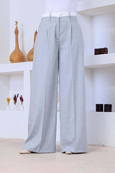 Esma Gündoğdu Polyviscon Trousers Light Gray