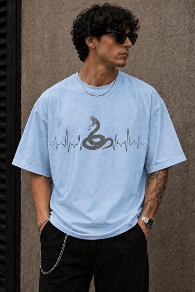 ArtYus Μπλουζάκι Unisex Oversize με στάμπα Snake and Pulse Line – Βαμβακερό T...