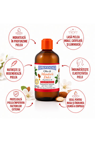 I Provenzali – Ulei de Migdale Dulci cu parfum de Mosc Alb (White Musk) – 200 ml