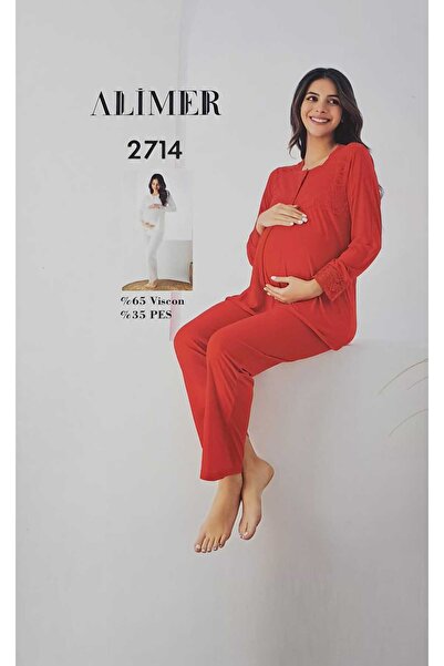 ALİMER Hamile Lousa Pijama Takım Renk Ekru