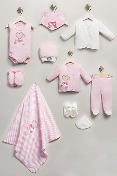 NS ATEİLER 10-Piece Luxury Stone-Embellished Heart and Star Detailed Baby Hos...