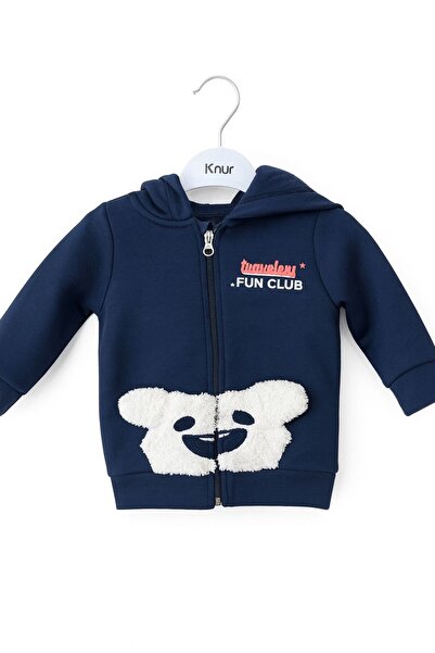HAKNUR Boy's Pocket Fleece Hooded Cardigan 6-18 Months Dark Blue
