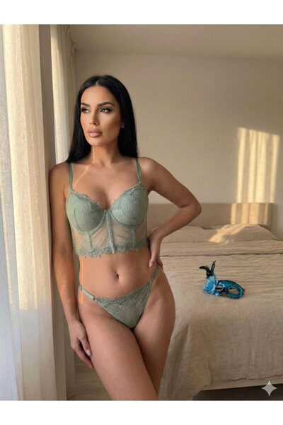 SUDEM STORE Destekli Dantelli Toparlayıcılı İç Çamaşırı Takımı