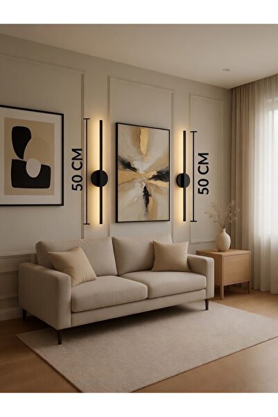 ST LİGHTİNG 50cm SİYAH Kablosuz Pilli Salon Koridor Tablo Duvar Resim Televiz...