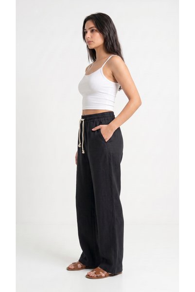 Zenvia Black Women's Muslin Palazzo Pants Wide Leg High Waist