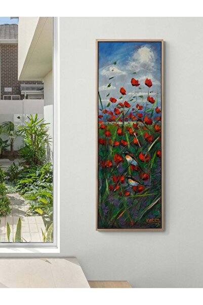 Simurg Sanatevi Rüzgarın İçinde Gelincikler Yağlı Boya Tablosu