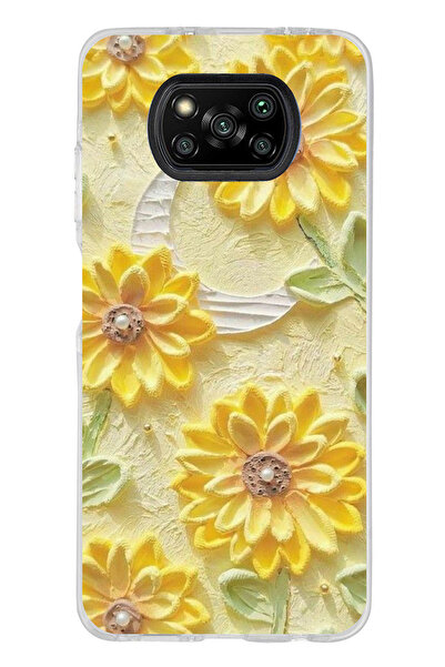 TechTree Poco X3-X3 PRO-NFC Uyumlu Rölyef Bahçesi Baskılı Silikon Kılıf