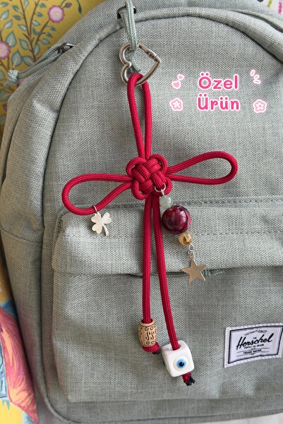 WhimsyWhite Burgundy Luck and Abundance Keychain - Pan Chang Bag Charm Keycha...
